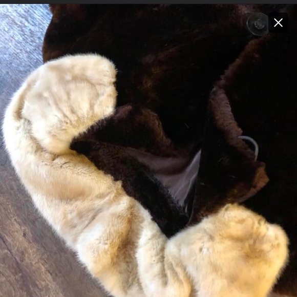 Vintage dyed lamb skin mink fur collar winter jacet/coat - Picture 3 of 4